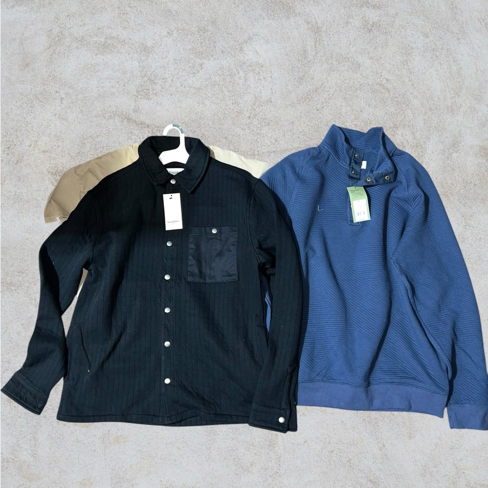 Goodfellow & Co Black Shirt and Blue Sweatshirt